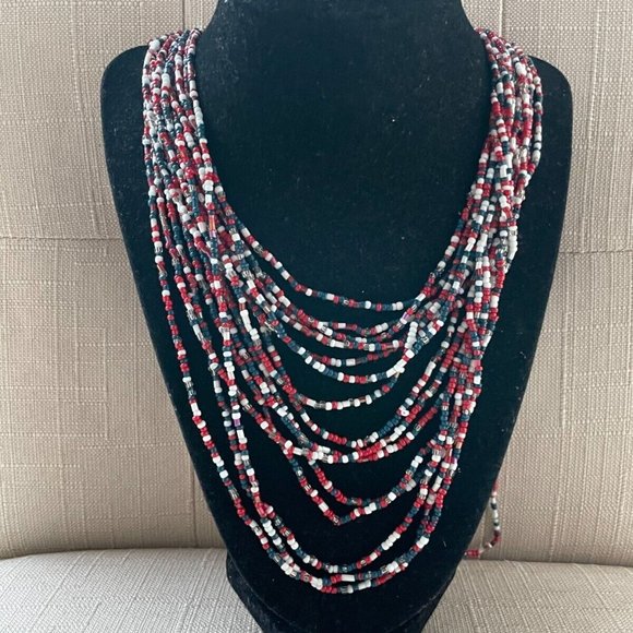 Women Necklace Multi Color Beads Multu Layer Statement Jewelry Necklace - Picture 4 of 9